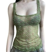 トップス Suede Touch BustierPuff See-through Cami Women Lace Bustier Corset Top Sexy See-Through Push Up Crop