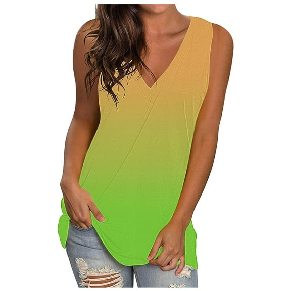 DQRPSEETB Womens Summer Clothes Women's 2024 Summer Vest European and American Solid Color Loose V Neck Sleeveless T Shirt Tops for Blouses for Women
