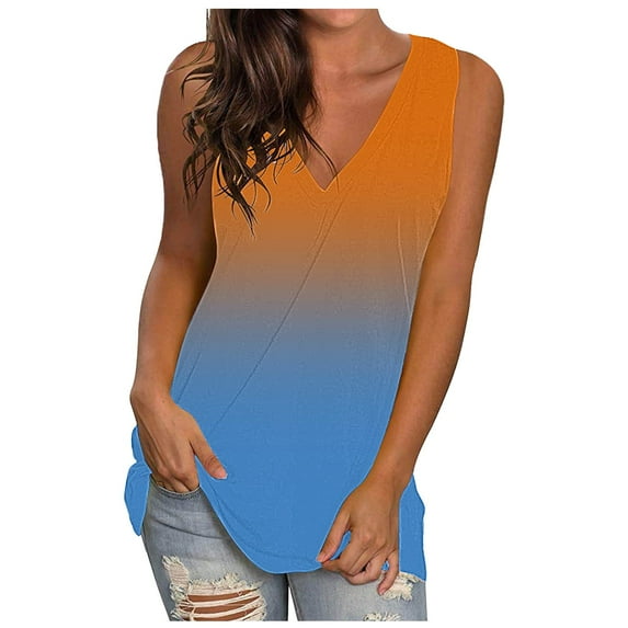 DQRPSEETB Womens Summer Clothes Women's 2024 Summer Vest European and American Solid Color Loose V Neck Sleeveless T Shirt Tops for Blouses for Women