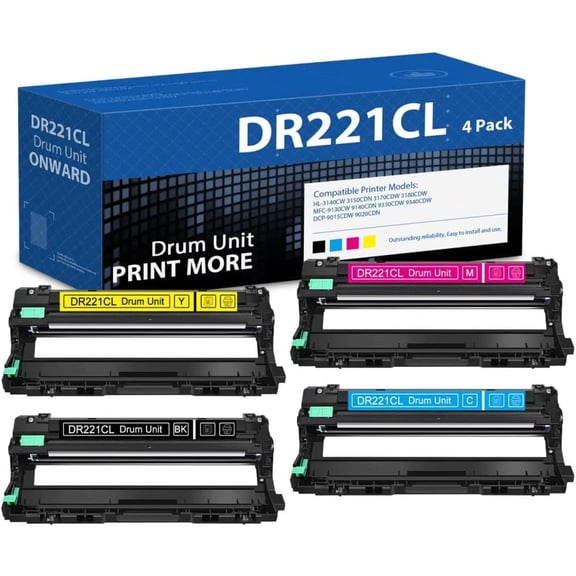 DR-221CL DR221CL Drum Unit Set: Compatible Drum Unit Replacement for DCP-9015CDW 9020CDN HL-3140CW 3150CDN 3170CDW 3180CDW MFC-9130CW 9140CDN 9330CDW 9340CDW Printer (4-Pack, 1BK/1C/1M/1Y)