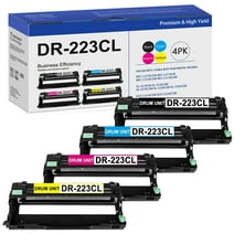DR-223CL Drum Unit 4-Pack  Set Replacement for Brother DR223CL Drum MFC-l3710CW l3770CDW l3750CDW HL-l3210CDW l3290CDW l3270CDW Printer (1Black 1Cyan 1Magenta 1Yellow)