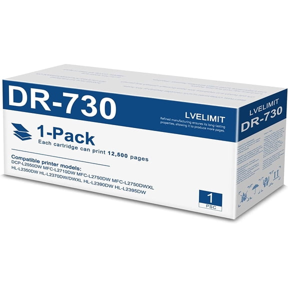 DR-730 DR730 Drum Unit Black 1 Pack DR730 (Not Included Toner) Replacement for Brother DR730 DR 730 Drum DCP-L2550DW MFC-L2710DW HL-L2350DW L2395DW Printer - Page Yield Up to 12,500 Pages