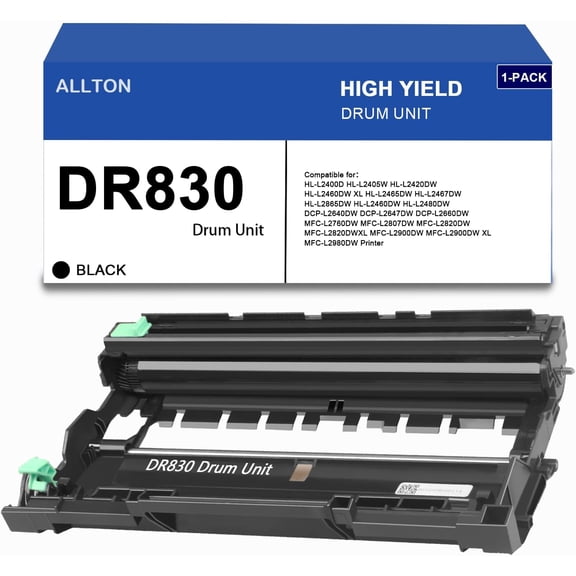 DR-830 DR830 Drum Unit High Yield Replacement for HL-L2400D L2460DW L2405W L2465DW L2480DW DCP-L2640DW MFC-L2820DWXL L2820DW Printers (1-Pack)