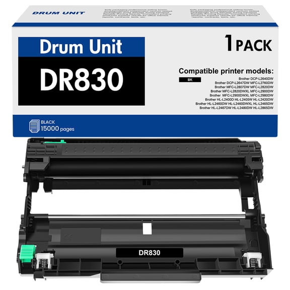 DR 830 Drum Unit Replacement for Brother DR830 DR-830 TN830 TN-830 Drum Unit to use with HL-L2460DW DCP-L2640DW HL-L2480DW HL-L2400D HL-L2405W MFC-L2820DW Printer (Drum only)