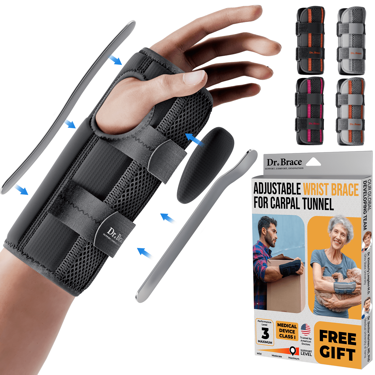 DR. BRACE Adjustable Wrist Brace Night Support for Carpal Tunnel, FSA