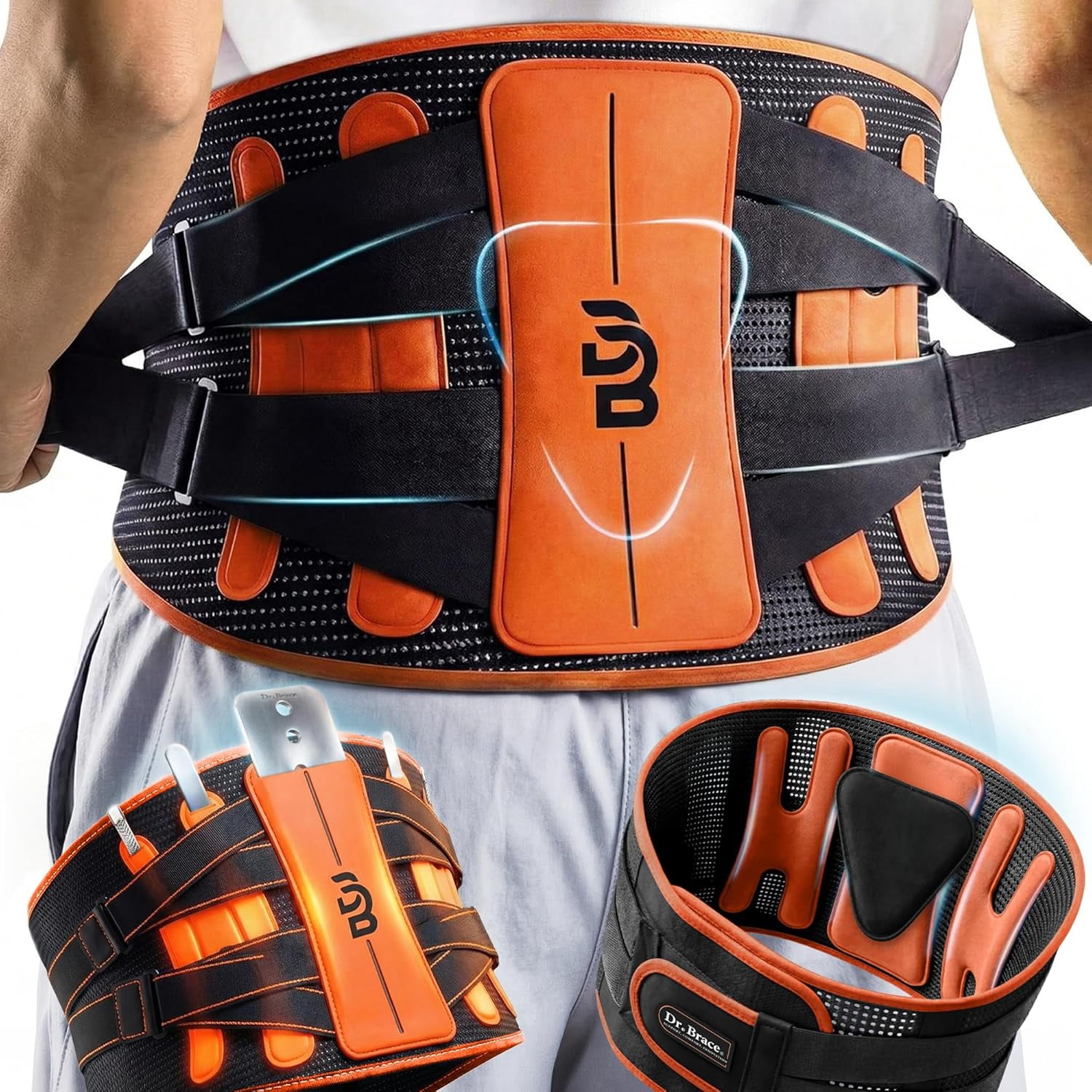 Dbb Support DR. BRACE® Back Brace for Lower Back Pain -Removable Stabilizers For ...