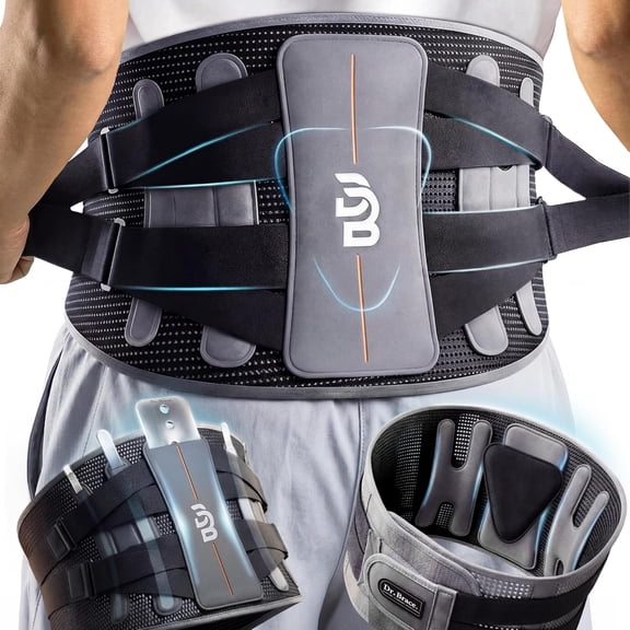 DR. BRACE® Back Brace for Lower Back Pain -Removable Stabilizers For Pain Relief from Sciatica, Herniated Disc, Scoliosis - Breathable Design With Lumbar Support Pad (Mercury, Large)