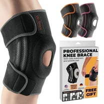 DR. BRACE ELITE Knee Brace with Side Stabilizers & Patella Gel Pads for Maximum Knee Pain Support and fast recovery for men and women-Please Check How To Size Image (Mercury, Large)