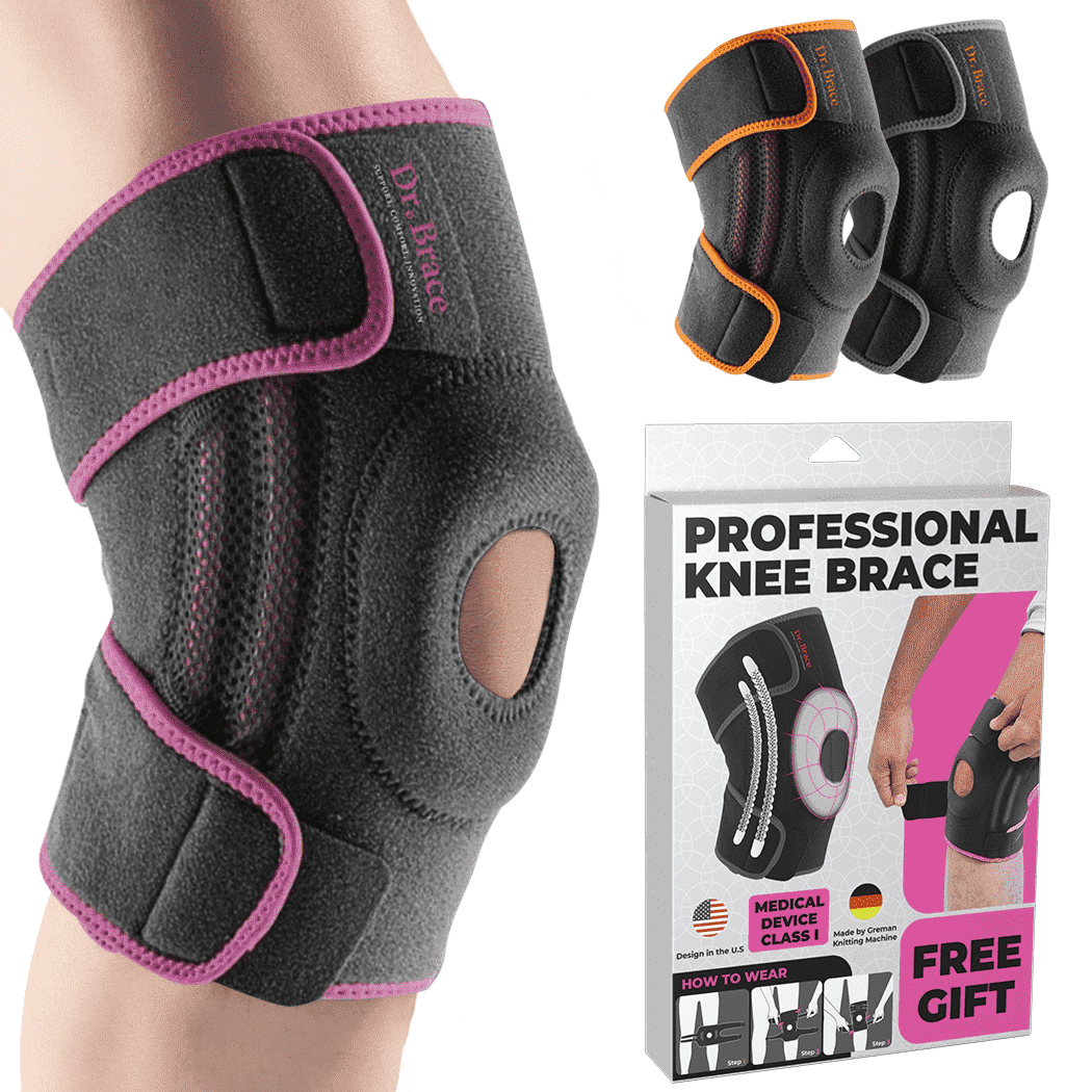 DR. BRACE Compression Knee Brace with Side Stabilizers & Patella Gel Pads, Knee Support for Knee Pain, Running & Sports, Men & Women (Orion's, Medium)