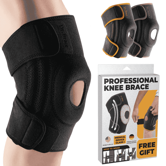 DR. BRACE ELITE Knee Brace with Side Stabilizers & Patella Gel Pads for Maximum Knee Pain Support and fast recovery for men and women-Please Check How To Size Image (Pluto, Small)