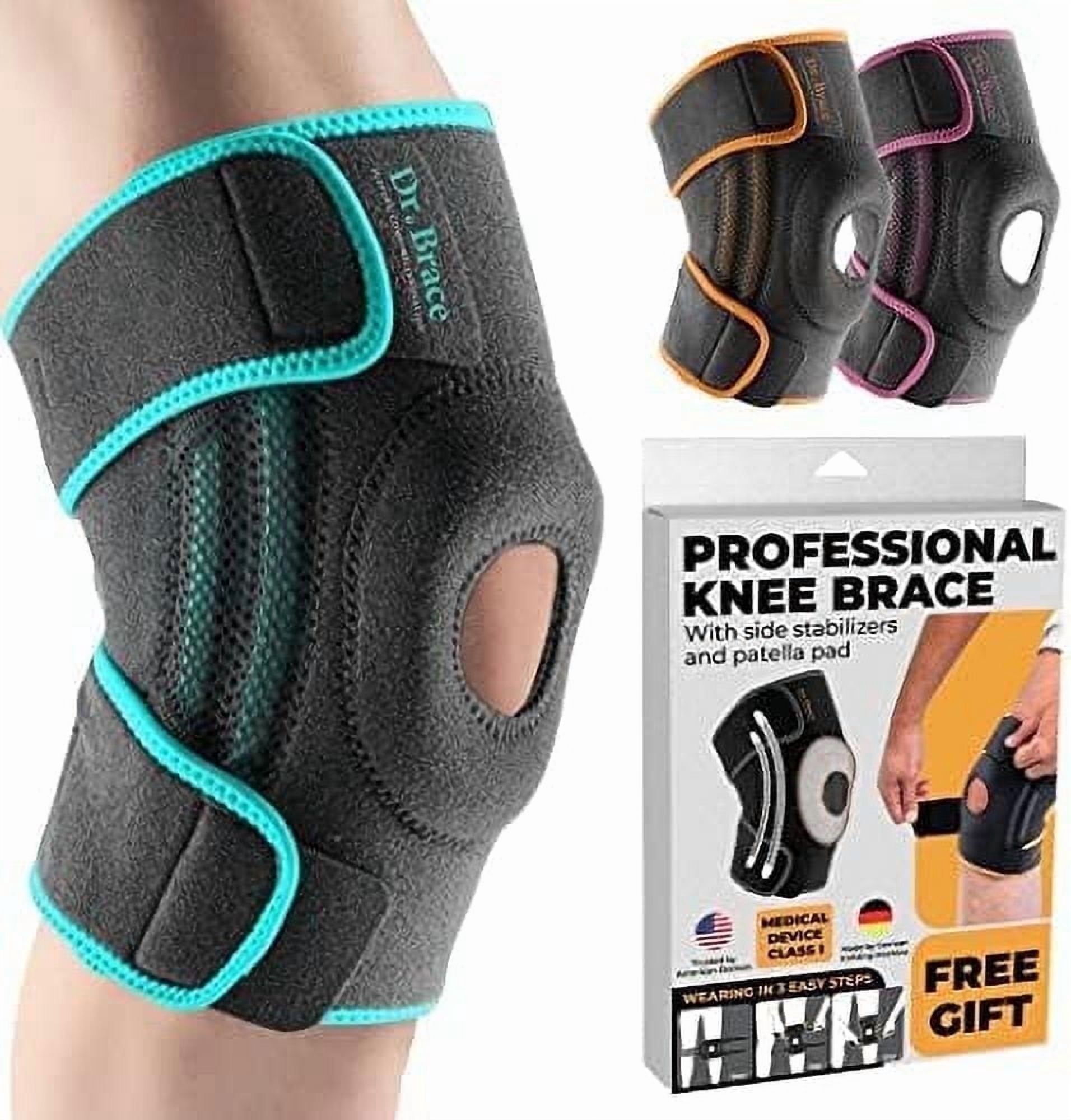 DR. BRACE Compression Knee Brace with Side Stabilizers & Patella Gel Pads, Knee Support for Knee Pain, Running & Sports, Men & Women (Earth Small)