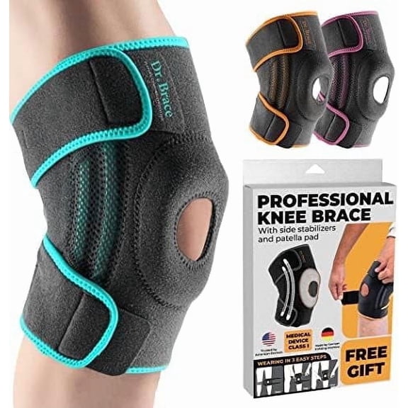 DR. BRACE ELITE Knee Brace with Side Stabilizers & Patella Gel Pads for Maximum Knee Pain Support and fast recovery for men and women-Please Check How To Size Video (Earth Small)