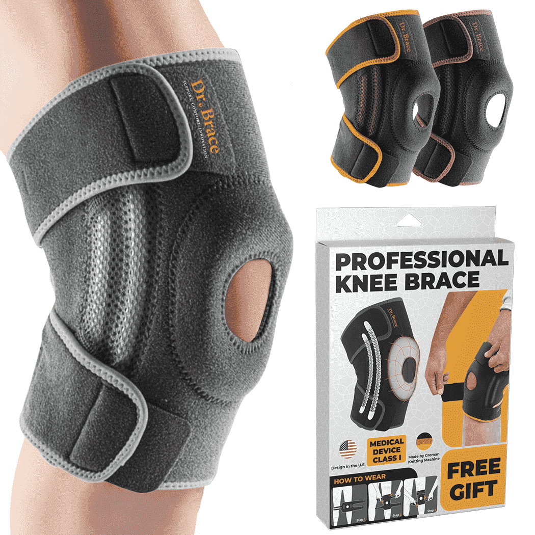 DR. BRACE Compression Knee Brace with Side Stabilizers & Patella Gel Pads, Knee Support for Knee Pain, Running & Sports, Men & Women (Moon, Medium)