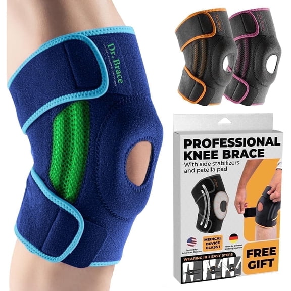 DR. BRACE Compression Knee Brace with Side Stabilizers & Patella Gel Pads, Knee Support for Knee Pain, Running & Sports, Men & Women (Zeus, Medium)