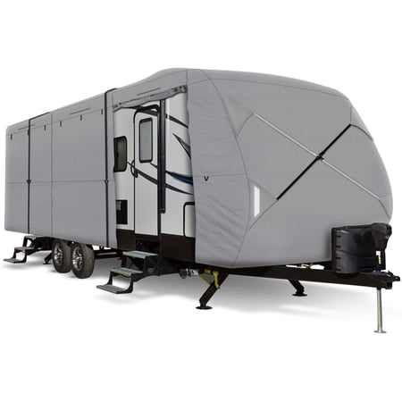 DR.COVER Windproof Upgraded Travel Trailer RV Cover Fits 27'-30' Camper 300D Top Premium Fabric