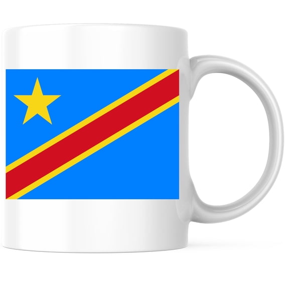 DR Congo World Flag Coffee Mug - Pride - 11 Ounce Coffee Mug - Printed On Both Sides - Choose from Over 100 Countries - Microwave & Dishwasher Safe - White Handle & Interior - BMCM00848