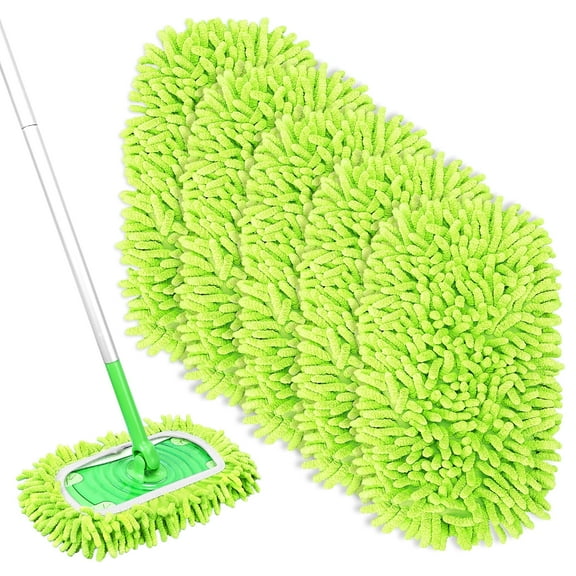 DR DAPPER Reusable Mop Pads Compatible with SwifferSweeper Mop, Washable Dry Sweeping Cloths for Sweeper Mop Floor Cleaning, 5 Pack, Green(Mop is Not Included)
