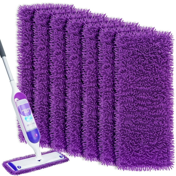 DR DAPPER Reusable Microfiber Power Mop Refill Pads Compatible with SwifferPowerMop, 7 Pack,Purple (Mop is Not Included)
