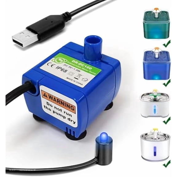 DR-DC160 Motor Cat Fountain Pump Replacement,Pet Drinking Fountain and Cat Water Dispenser Replacement (Blue)