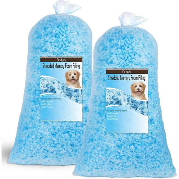 DR.DUDU 10lbs Shredded Memory Foam Filling for Bean Bag Filler, Soft and Convenient Pillow Stuffing Foam for Couch Cushion Dog Bed Chair Arts Crafts, Added Gel Particles