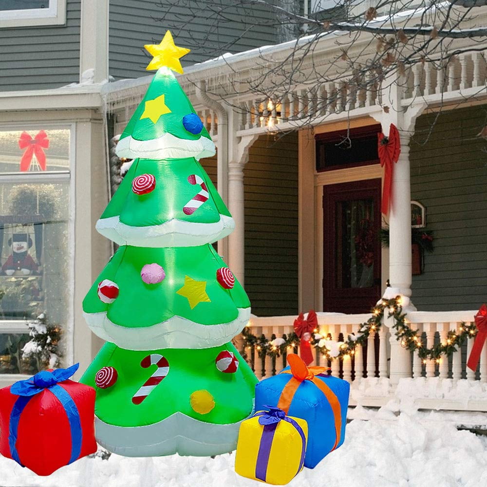 DR.DUDU 7 FT Inflatable Christmas Tree with Led Lights, Lighted ...