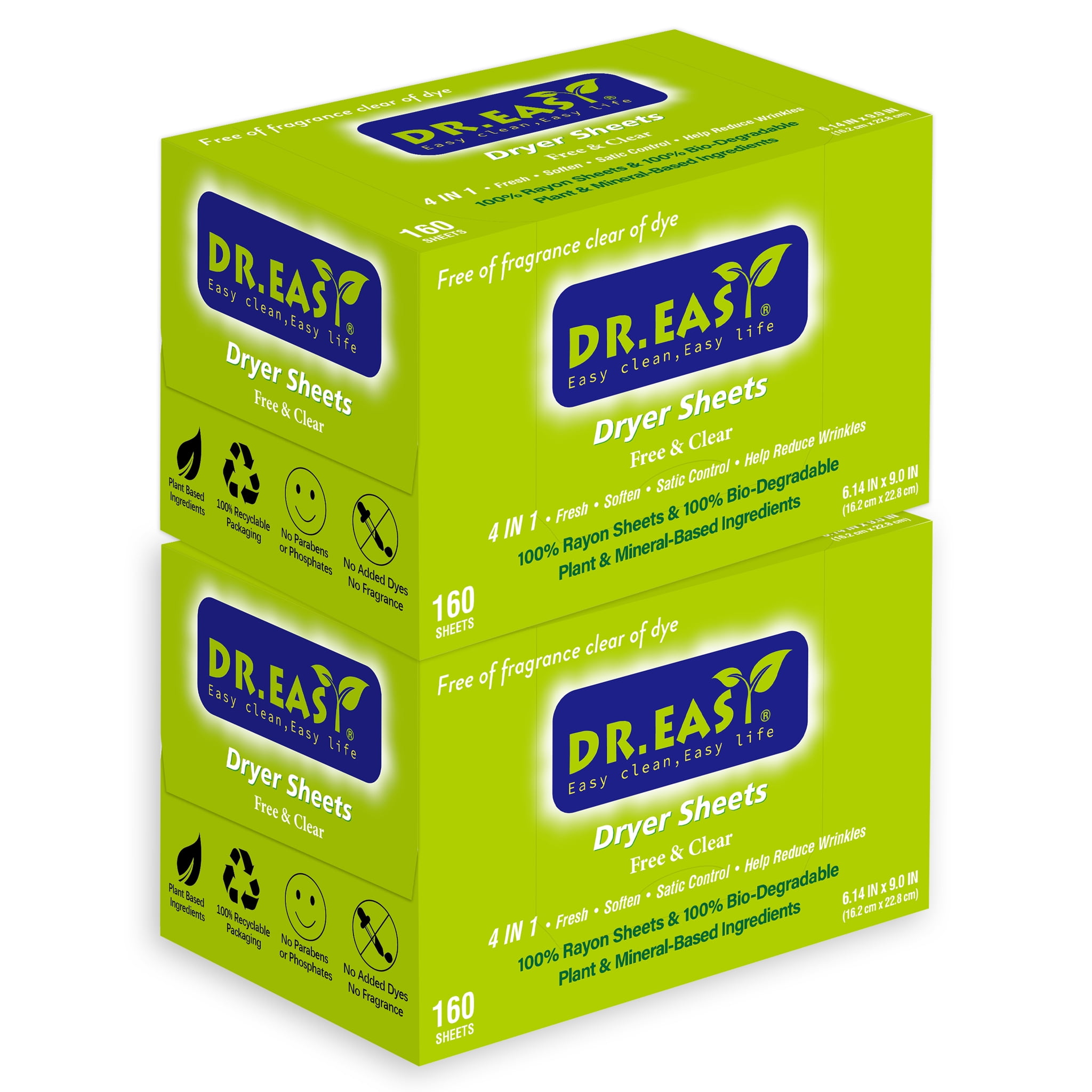 DR.EASY Biodegradable Dryer Sheets Plant Based for Sensitive Skin
