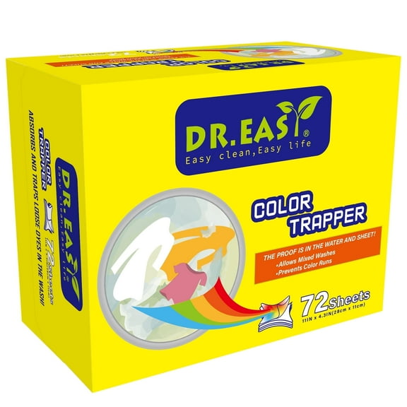 DR.EASY Color Catcher Sheets for Laundry, Color Grabber Trapper Remove Dyes Fluorescent & Heavy Metals 72 Count