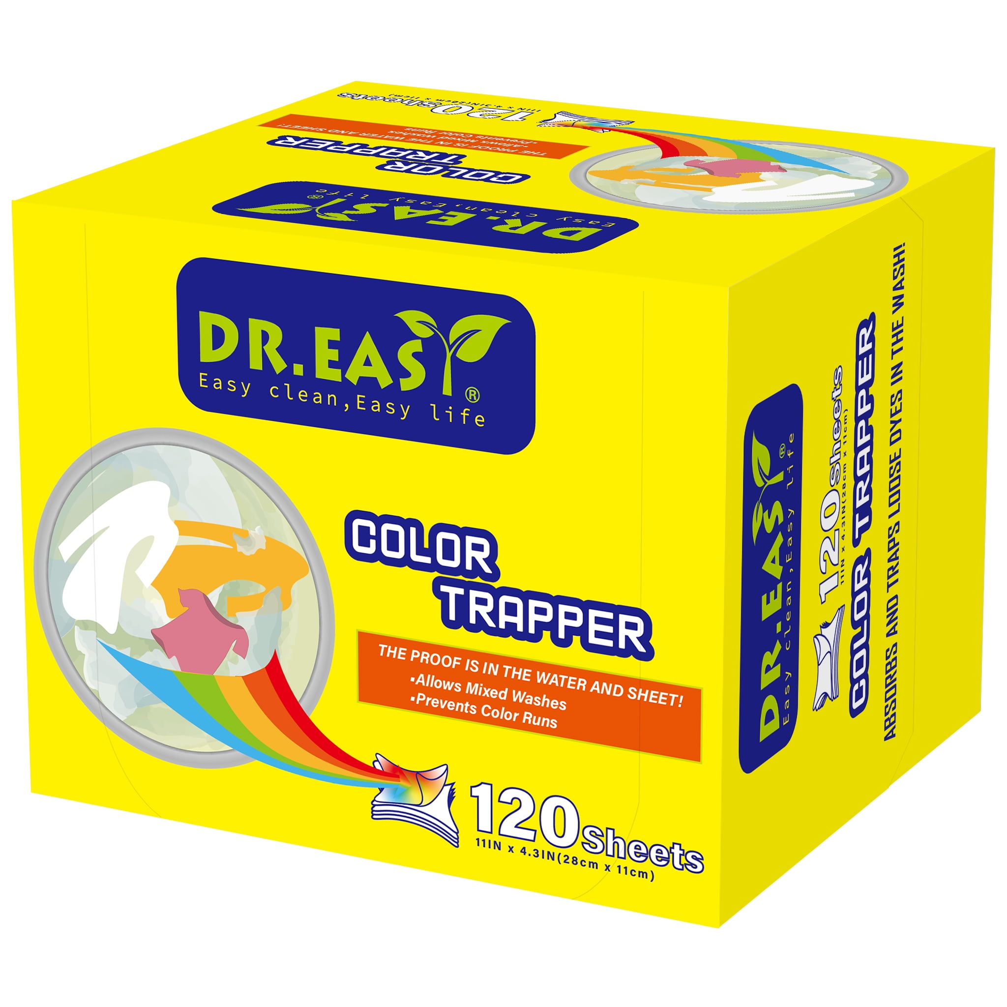 DR.EASY Color Catcher Sheets for Laundry, Color Grabber Trapper Remove dyes  Fluorescent & Heavy Metals 120CT 
