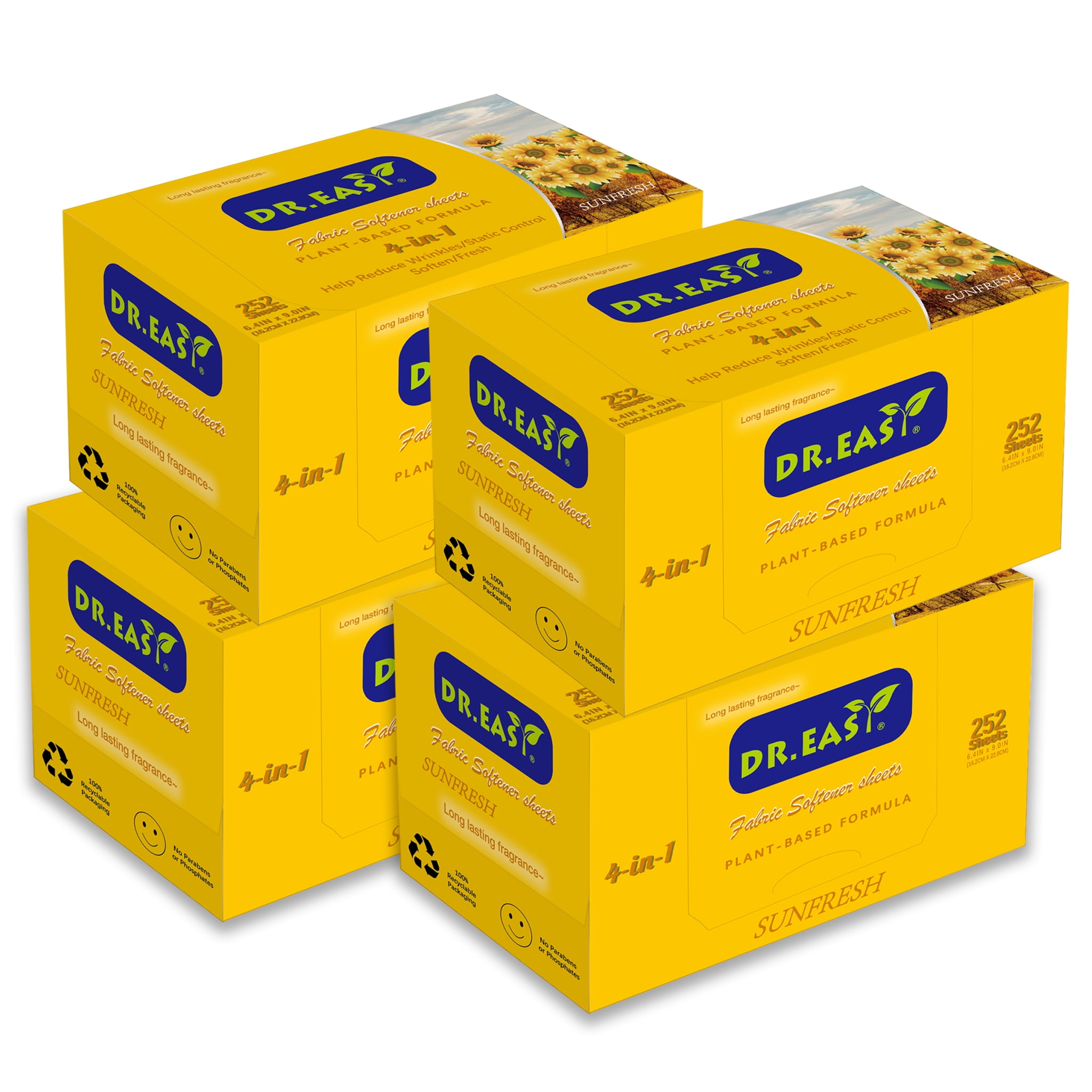 DR.EASY Dryer Sheets Plant Based Formula Fabric Softener Sheets for Laundry Reduce Static