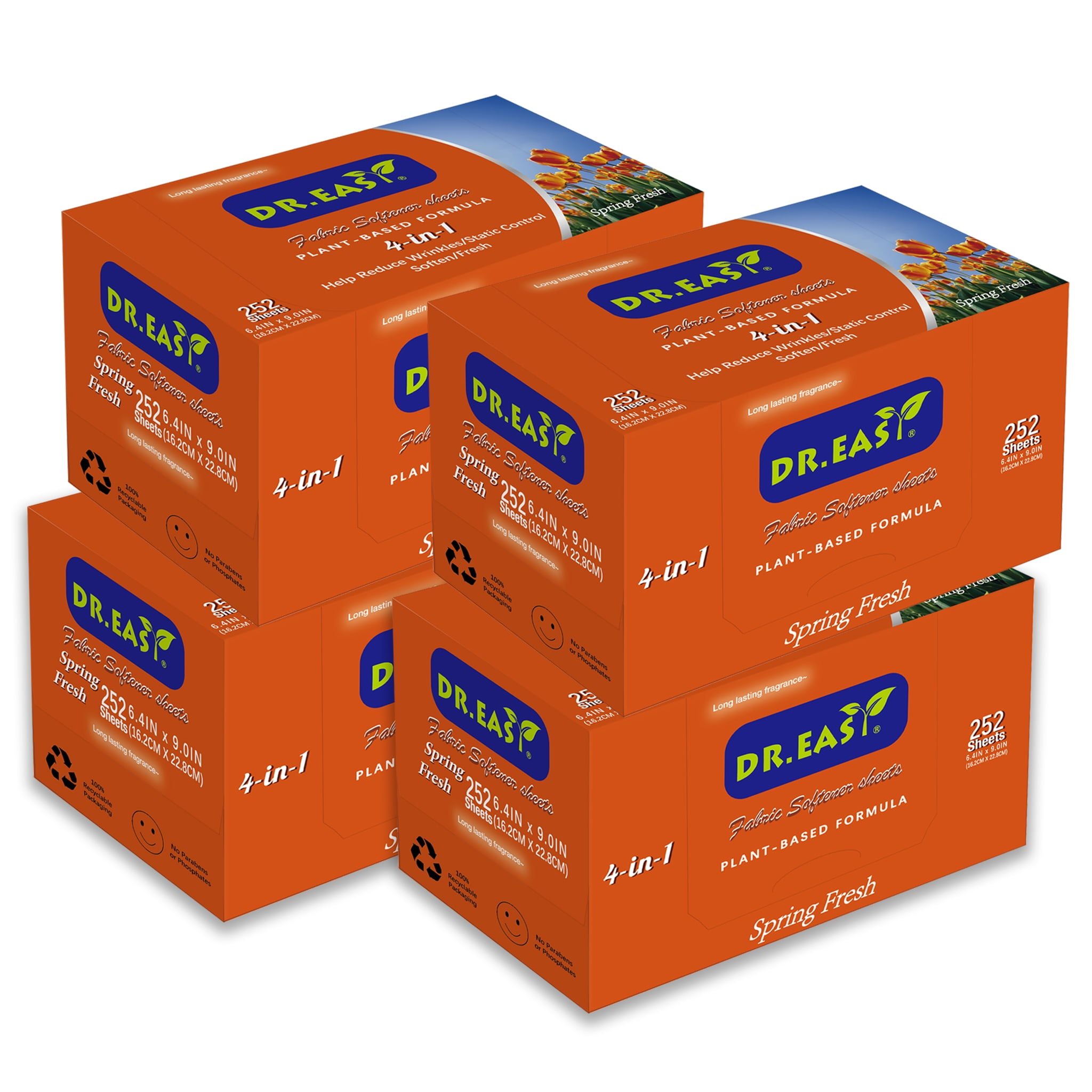 DR.EASY Dryer Sheets Plant Based Formula Fabric Softener Sheets for Laundry Reduce Static