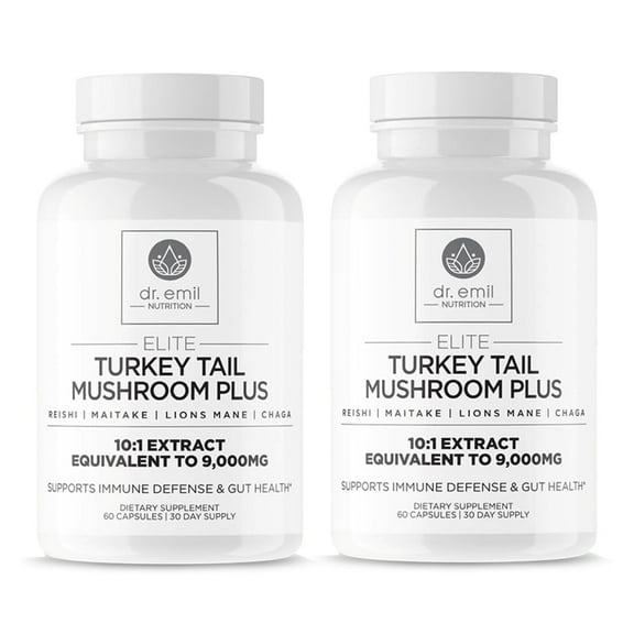 DR. EMIL NUTRITION Elite Turkey Tail Mushroom Plus, 30 Servings, 2 Pk