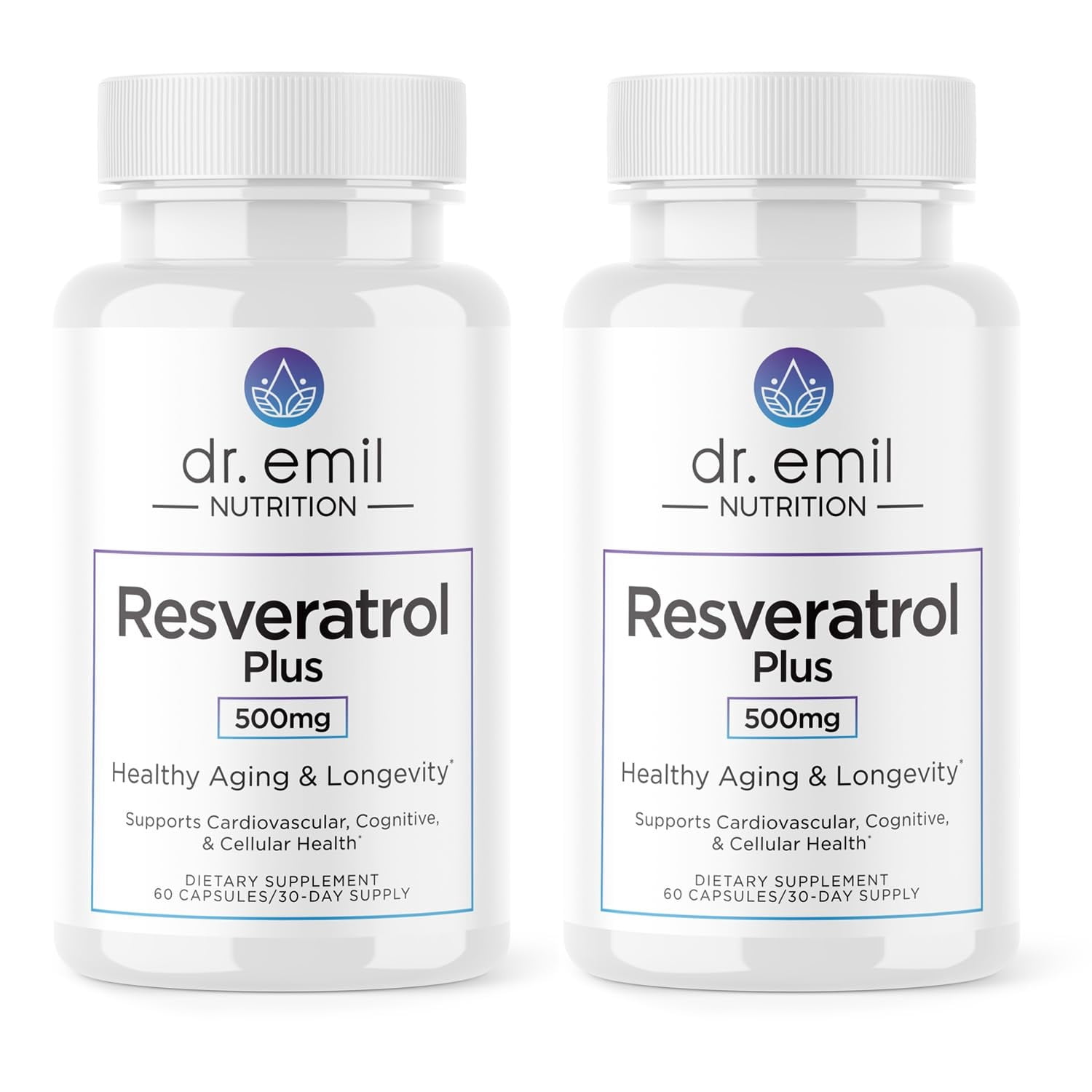 DR. EMIL NUTRITION Resveratrol Plus 500mg, 60 Ct, 30 Servings, 2 Pack