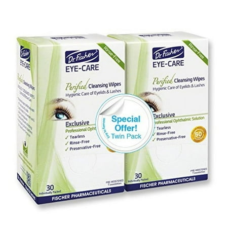 DR. FISCHER Eyelid Wipes Eye Treatment for Blepharitis, Makeup Remover Eyelash. 60 unit
