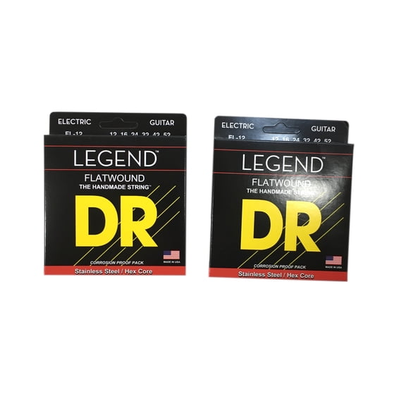 DR Guitar Strings 2 Pack Electric Legend Flat Wound Stainless Steel 12-52