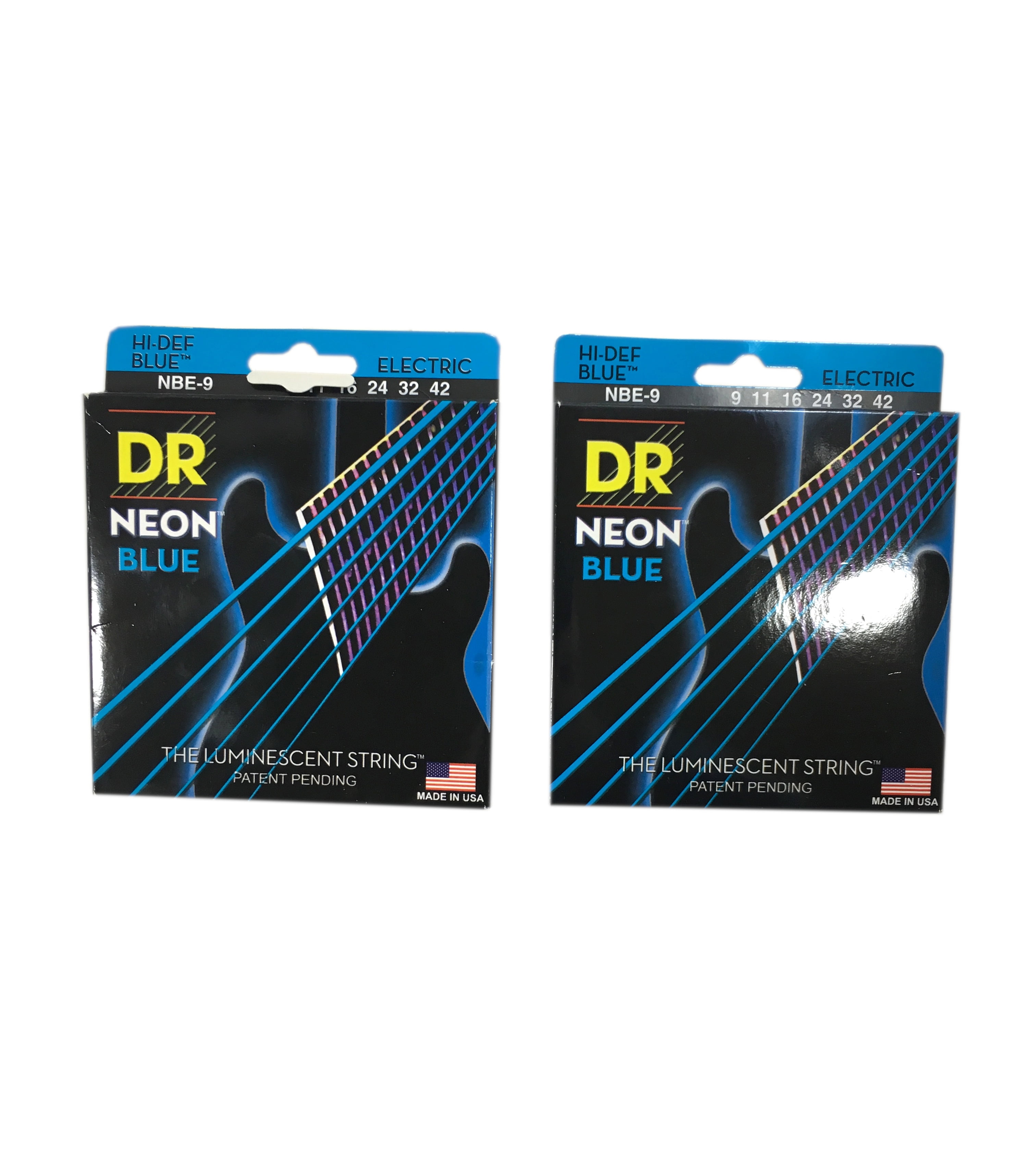 DR Guitar Strings 2 Pack Electric Neon Blue 09-42 Light