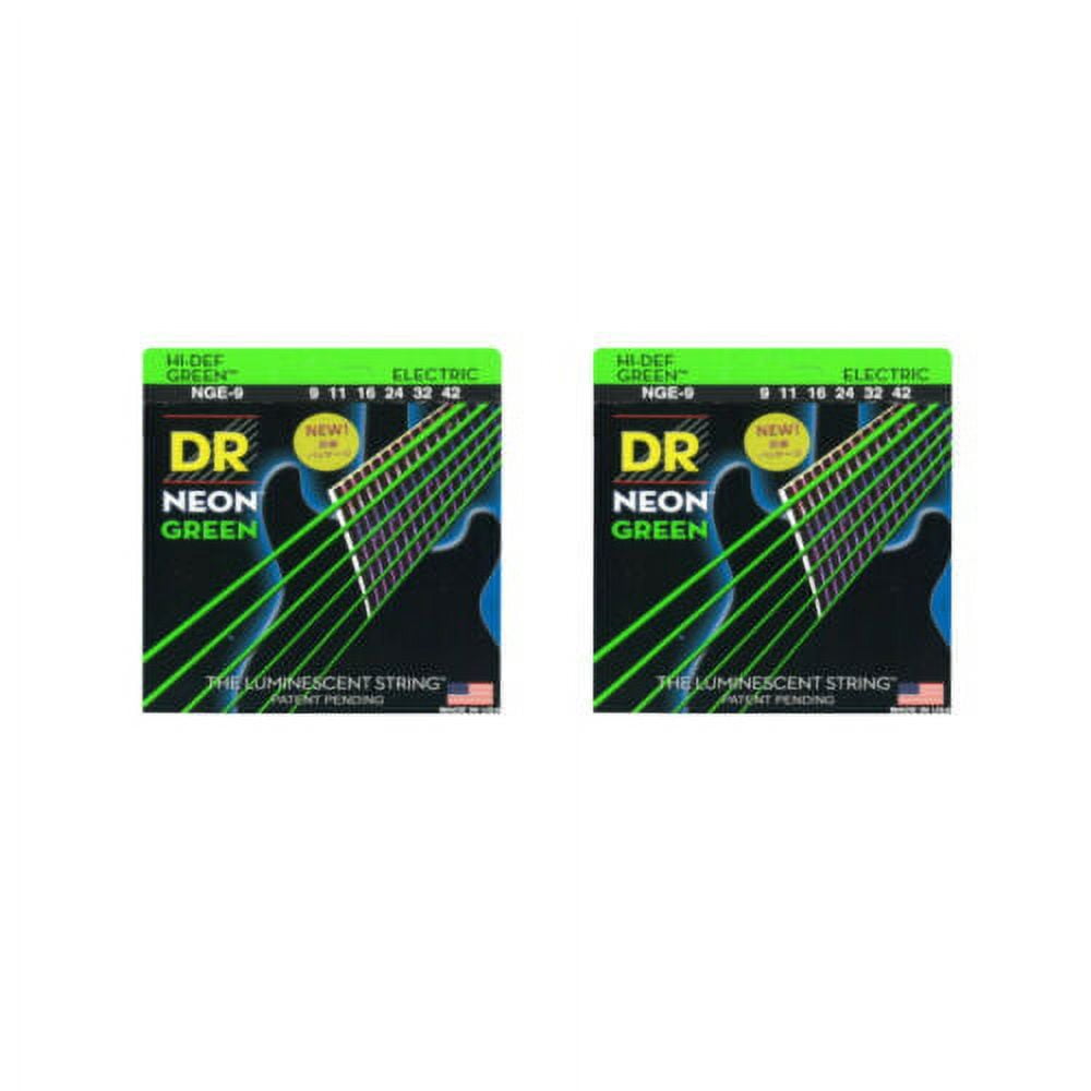 DR Guitar Strings 2 Pack Electric Neon Green 09-42 Light