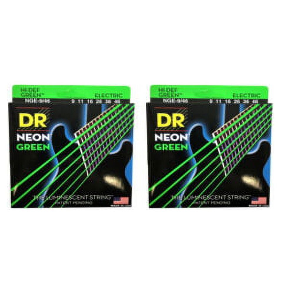 DR Guitar Strings 2 Pack Electric Neon Green 09-46 Light Tops - Medium Bottoms