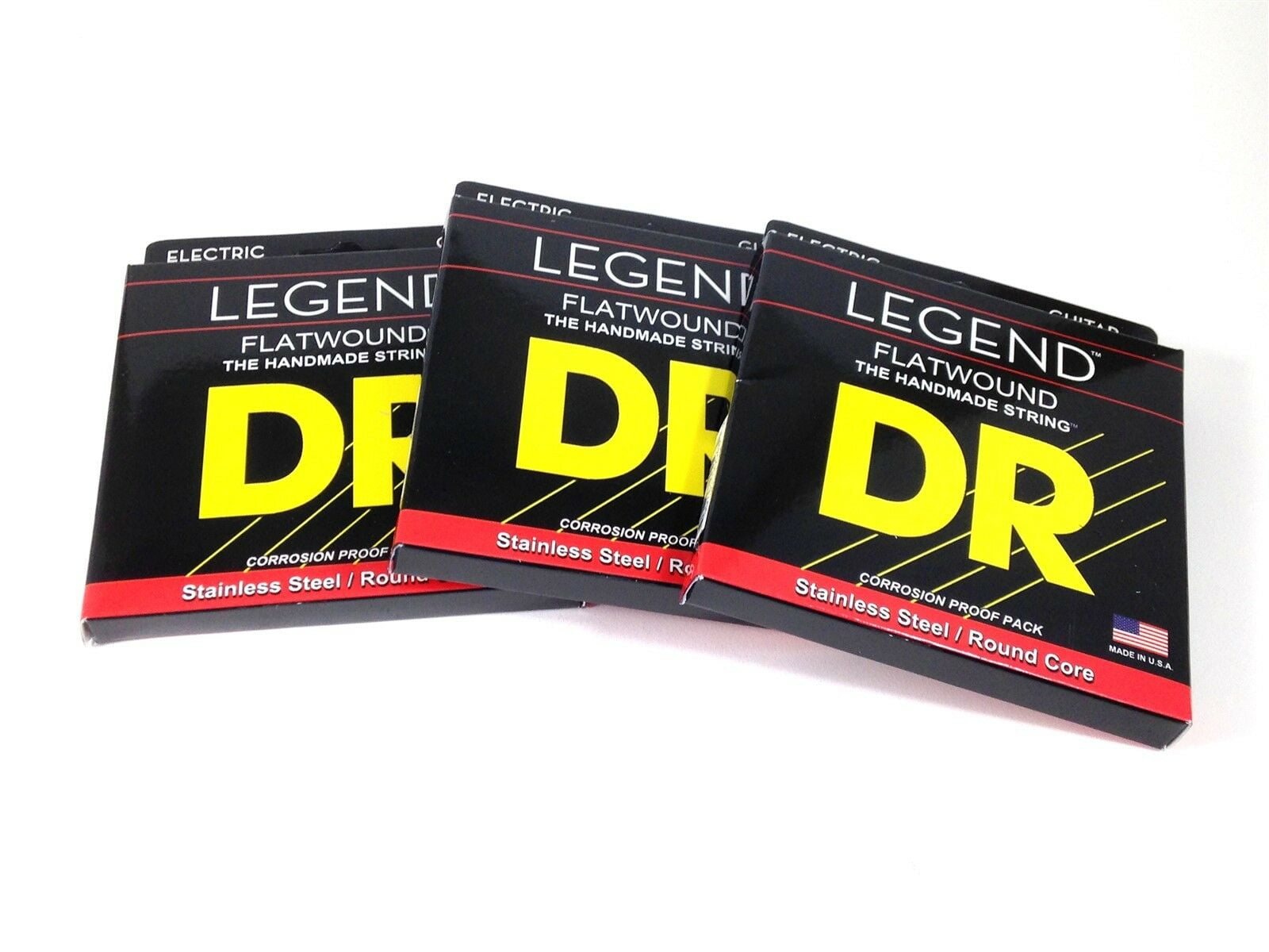 DR Guitar Strings 3 Pack Electric Legend Flat Wound Stainless Steel 13-54