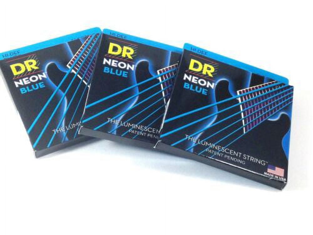 DR Guitar Strings 3 Pack Electric Neon Blue 09-46 Light Tops - Heavy Bottoms