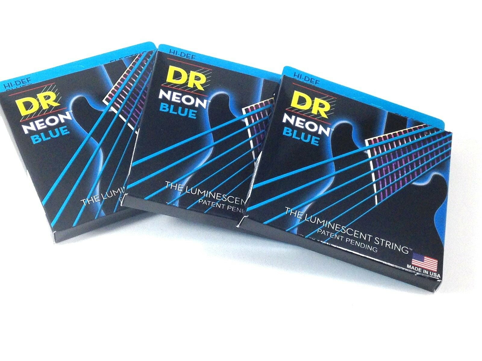 DR Guitar Strings 3 Pack Electric Neon Blue 10-46 Medium
