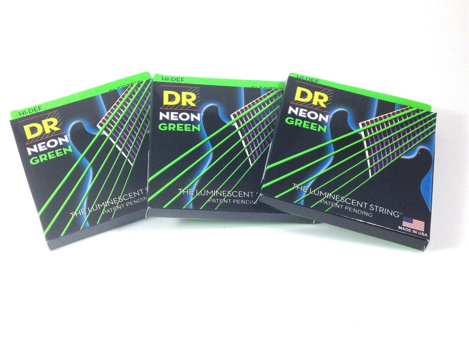 DR Guitar Strings 3 Pack Electric Neon Green 11-50 Heavy