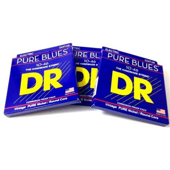 DR Guitar Strings 3 Pack Electric Pure Blues Vintage Pure Nickel 10-46