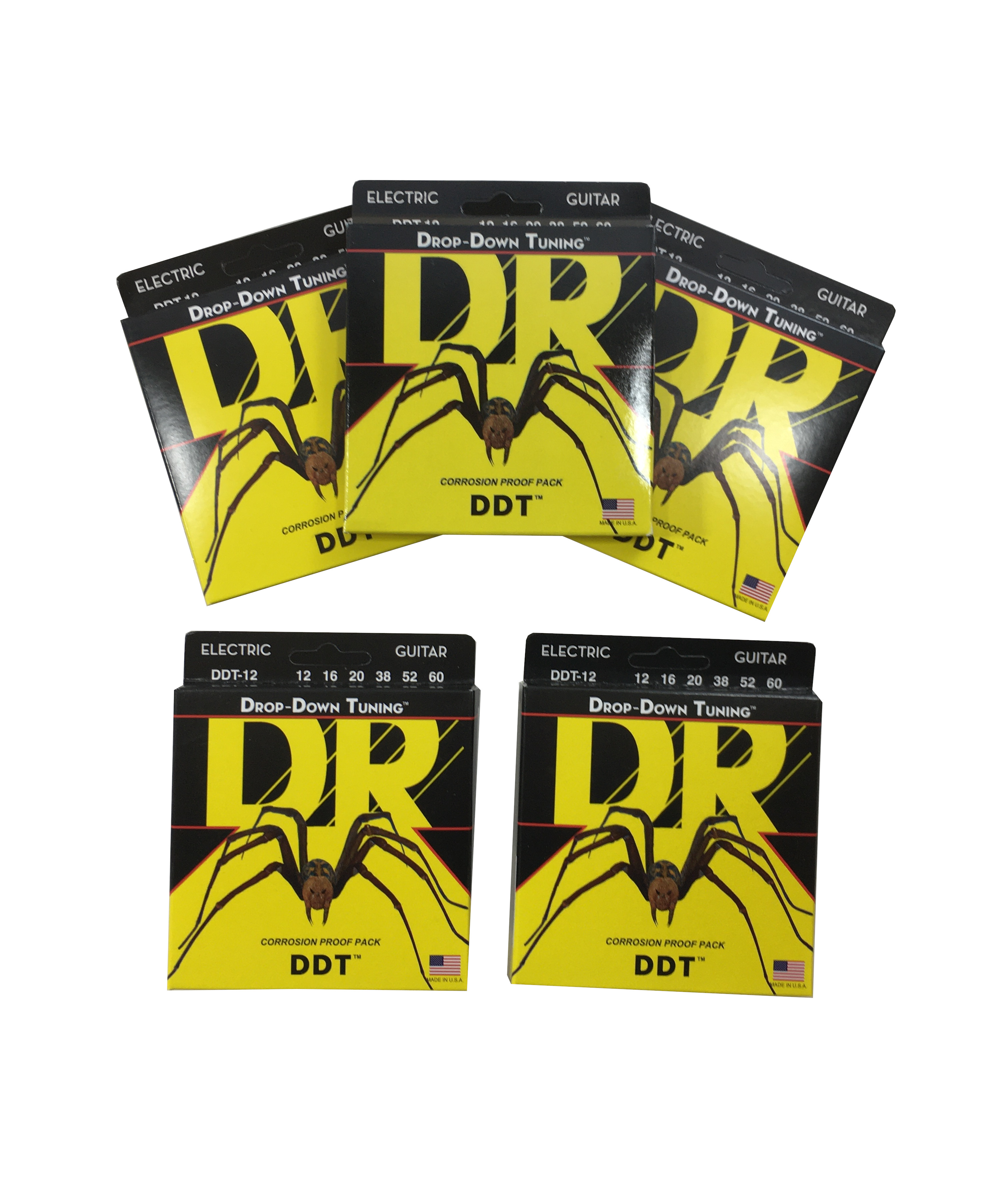 DR Guitar Strings 5 Pack Electric DDT Drop Down Tuning 12-60 Extra Extra Heavy