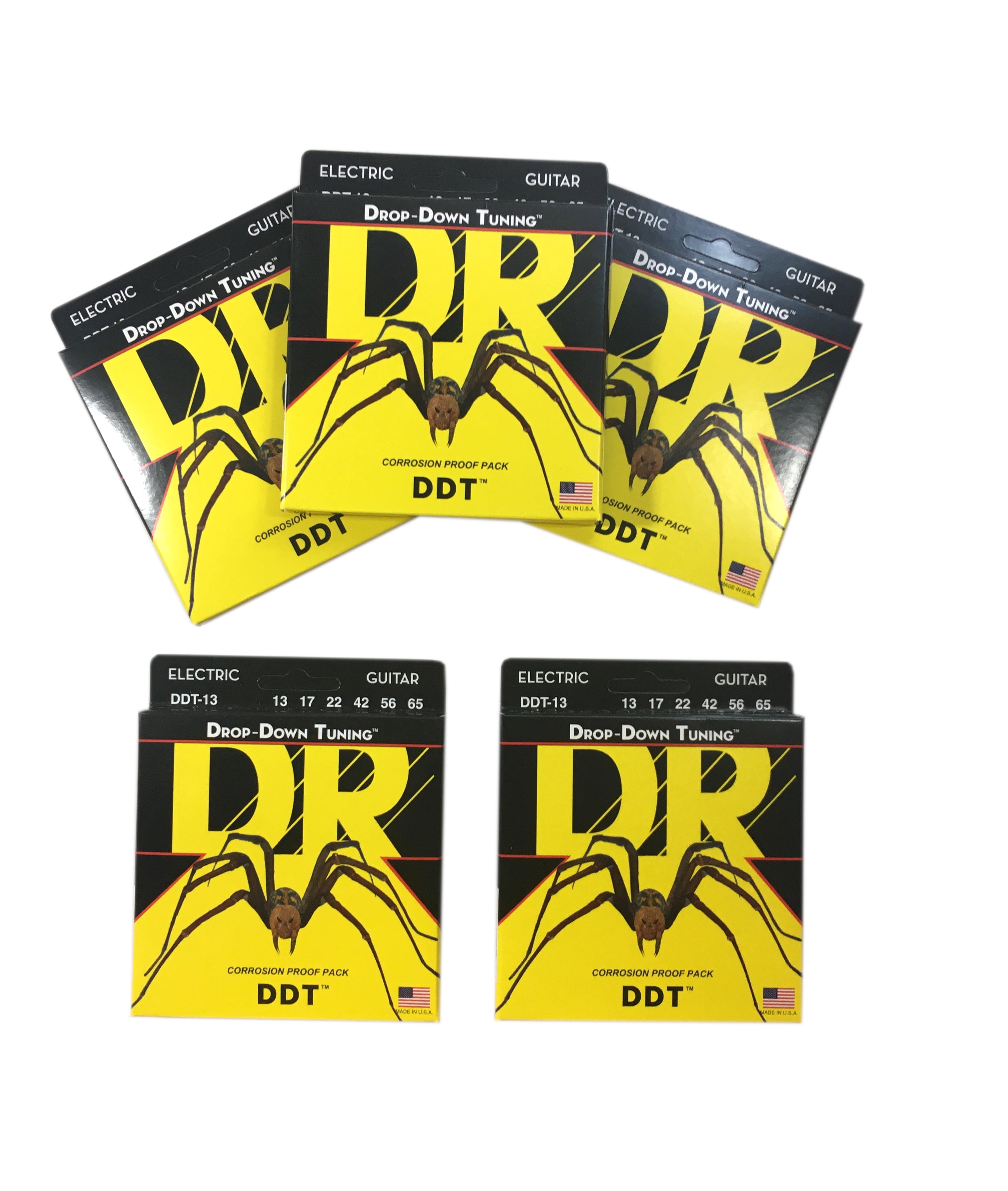 DR Guitar Strings 5 Pack Electric DDT Drop Down Tuning 13-65 Mega Heavy