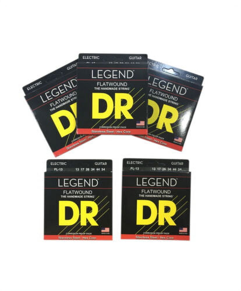 DR Guitar Strings 5 Pack Electric Legend Flat Wound Stainless Steel 13-54
