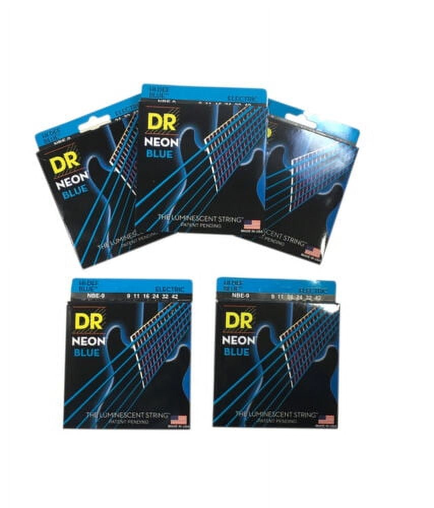 DR Guitar Strings 5 Pack Electric Neon Blue 09-42 Light