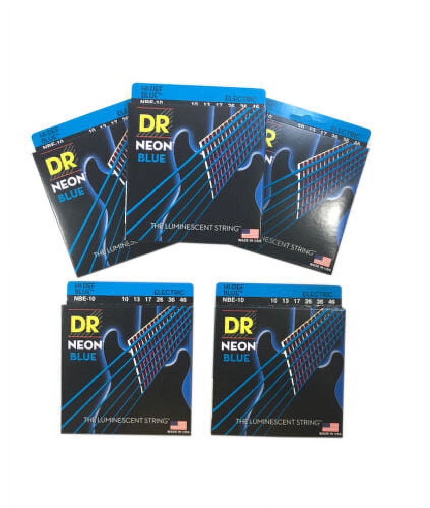 DR Guitar Strings 5 Pack Electric Neon Blue 10-46 Light