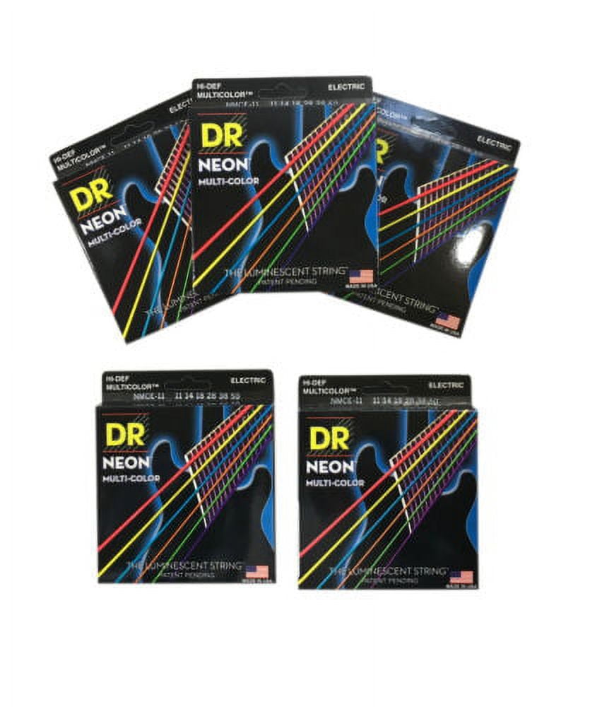 DR Guitar Strings 5-Pack Electric Neon Multicolor 11-50