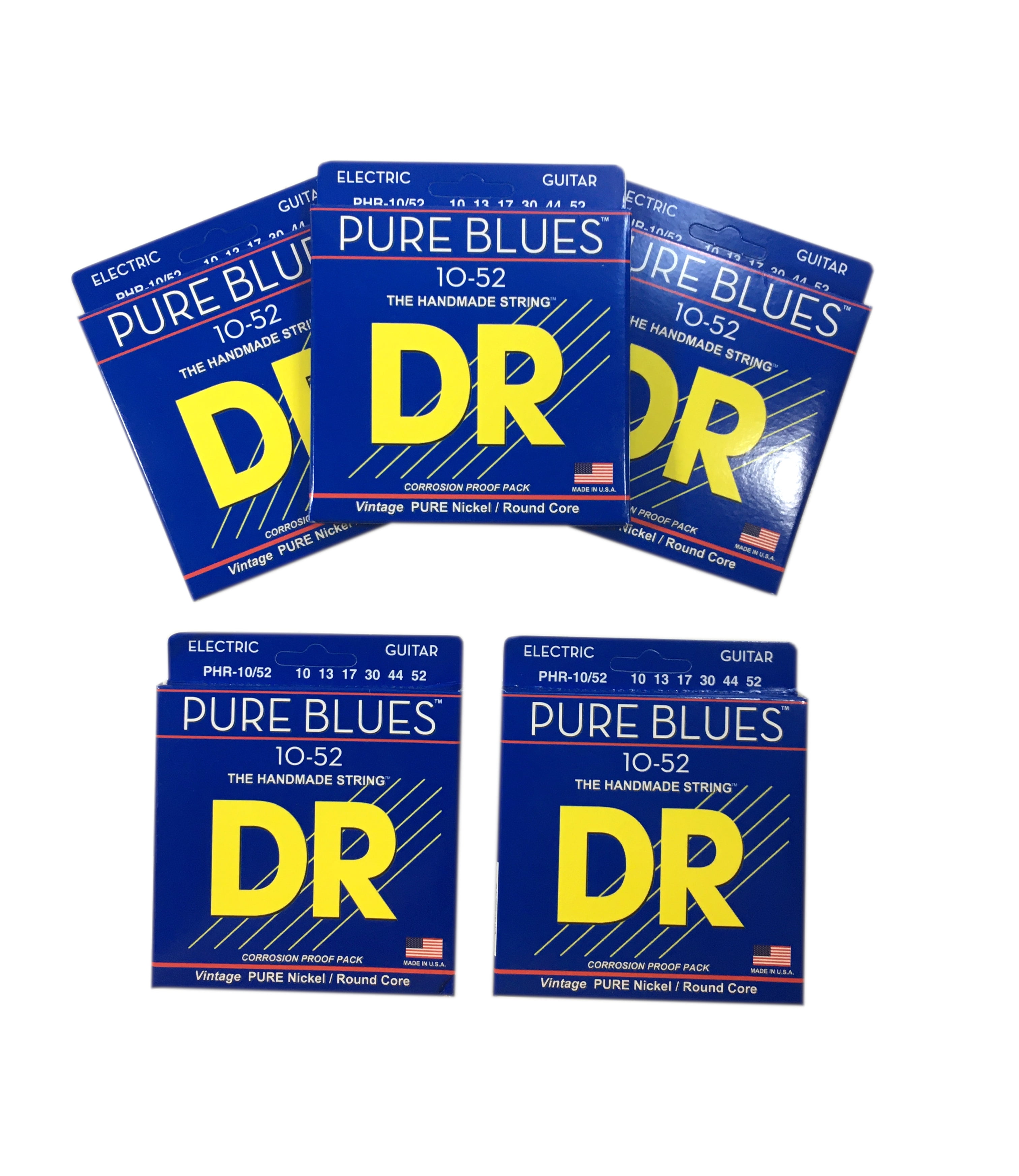 DR Guitar Strings 5-Pack Electric Pure Blues Vintage Pure Nickel 10-52