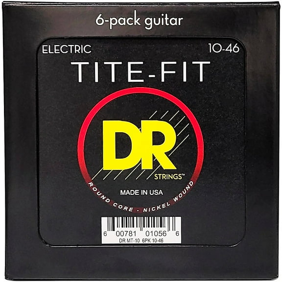 DR Strings Tite-Fit MT-10 Medium-Tite Nickel-Plated Electric Guitar Strings 6-Pack Medium (10-46)